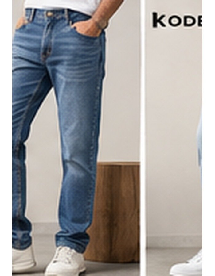 JN008 Ocean Blue Tapered Jeans - Image 1